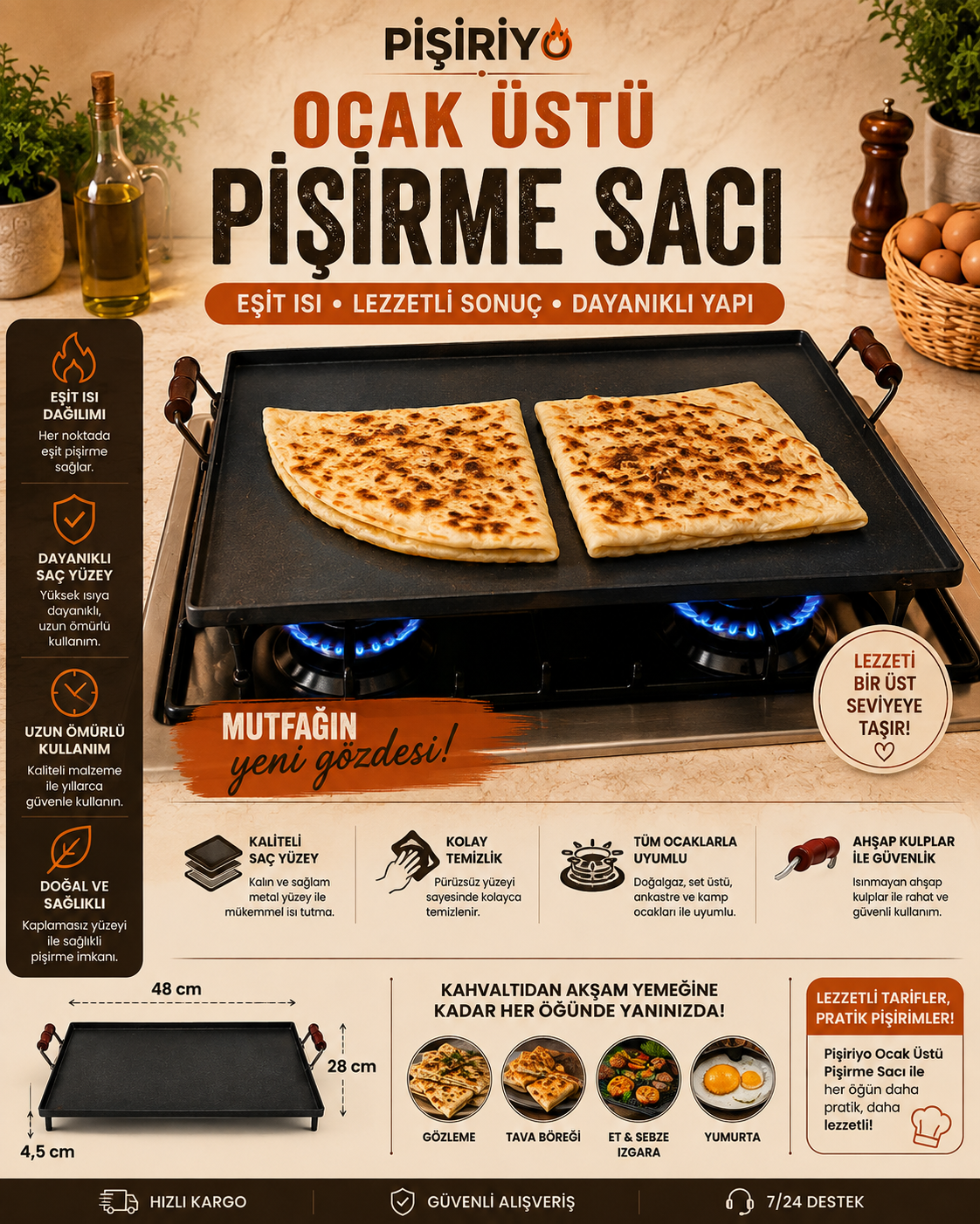Pişiriyo Ocak Üstü Pişirme Sacı